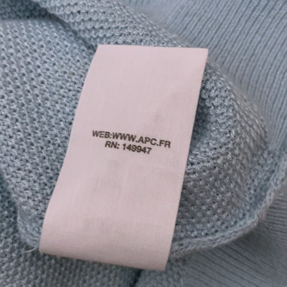 NWT A.P.C. Men's Christian Crewneck Pullover Sweater Blue Clair XL Long Sleeve - Picture 8 of 9